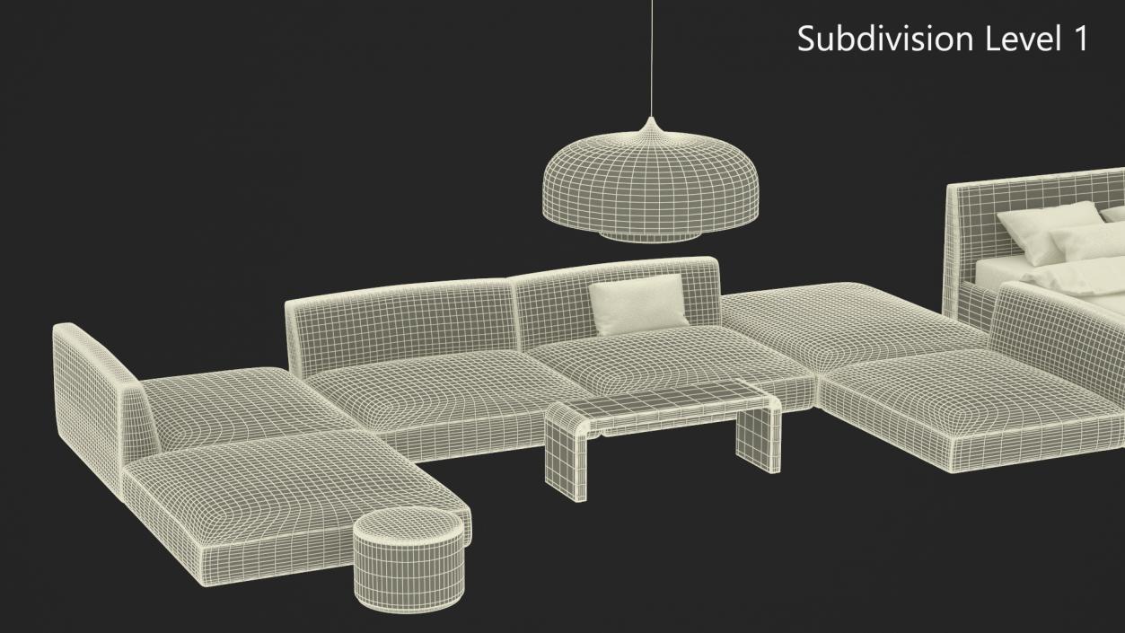 Contemporary Minimalist Furniture Set 2 3D model