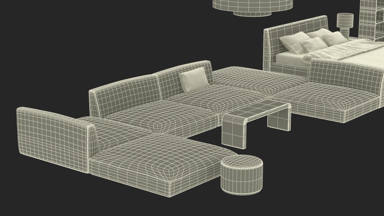 Contemporary Minimalist Furniture Set 2 3D model