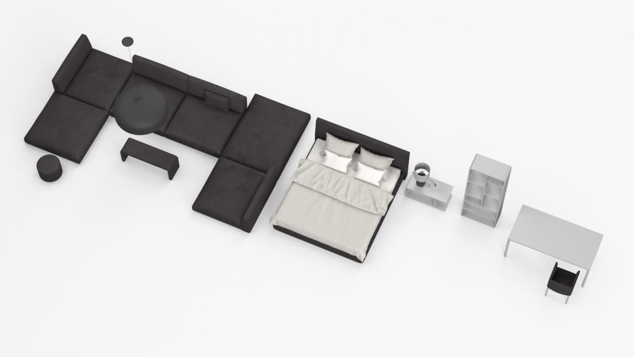 Contemporary Minimalist Furniture Set 2 3D model