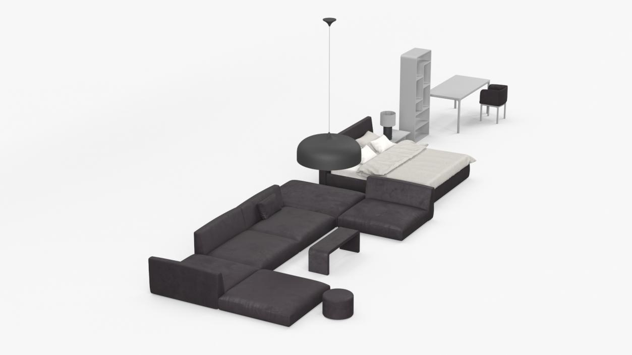 Contemporary Minimalist Furniture Set 2 3D model