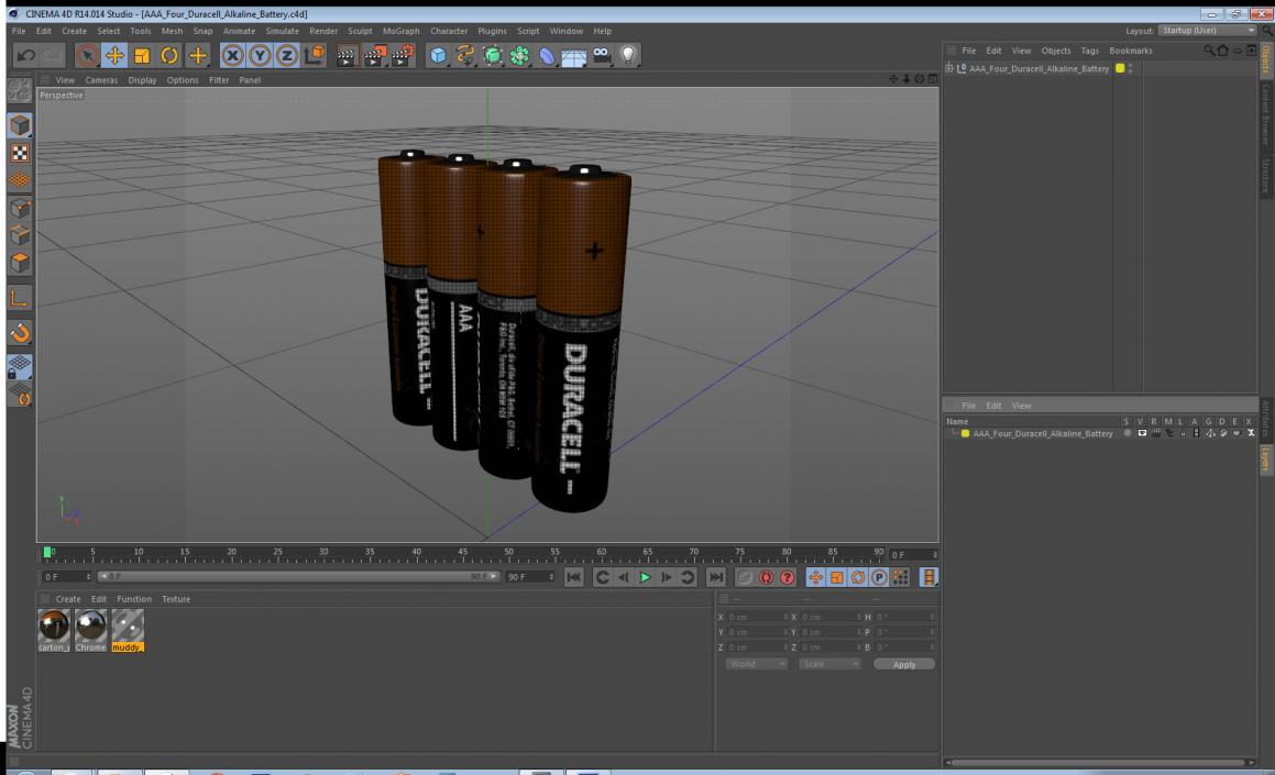 AAA Four Duracell Alkaline Battery 3D model