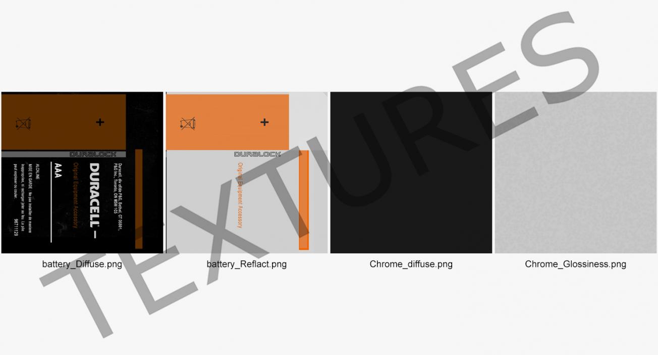 AAA Four Duracell Alkaline Battery 3D model