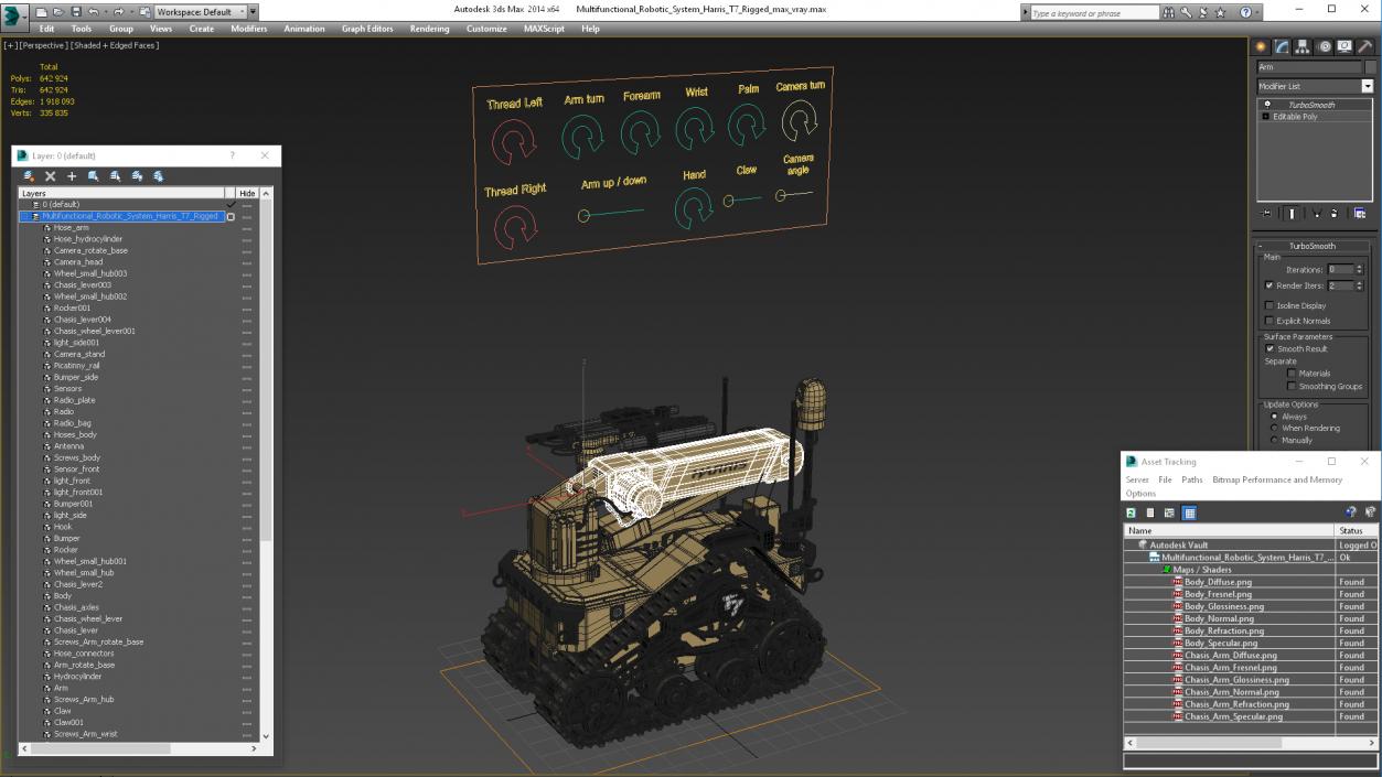 Multifunctional Robotic System Harris T7 Rigged 3D