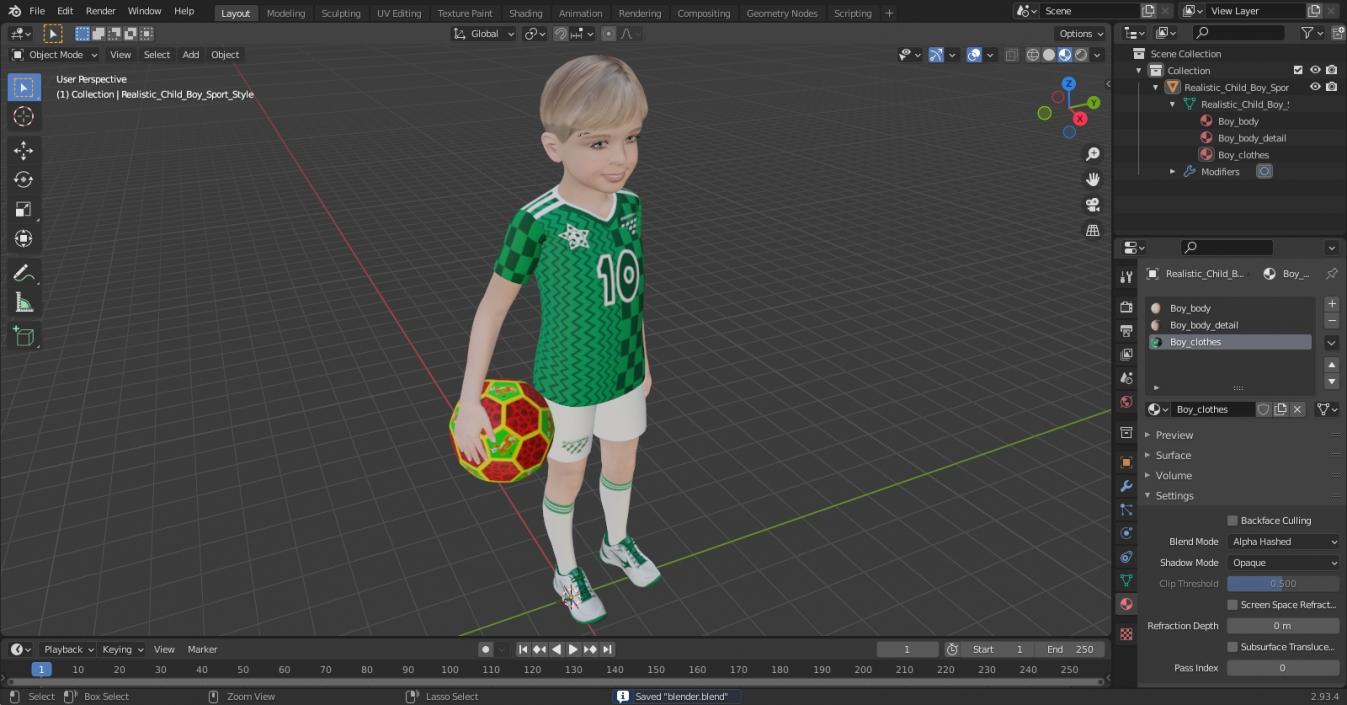 3D Realistic Child Boy Sport Style