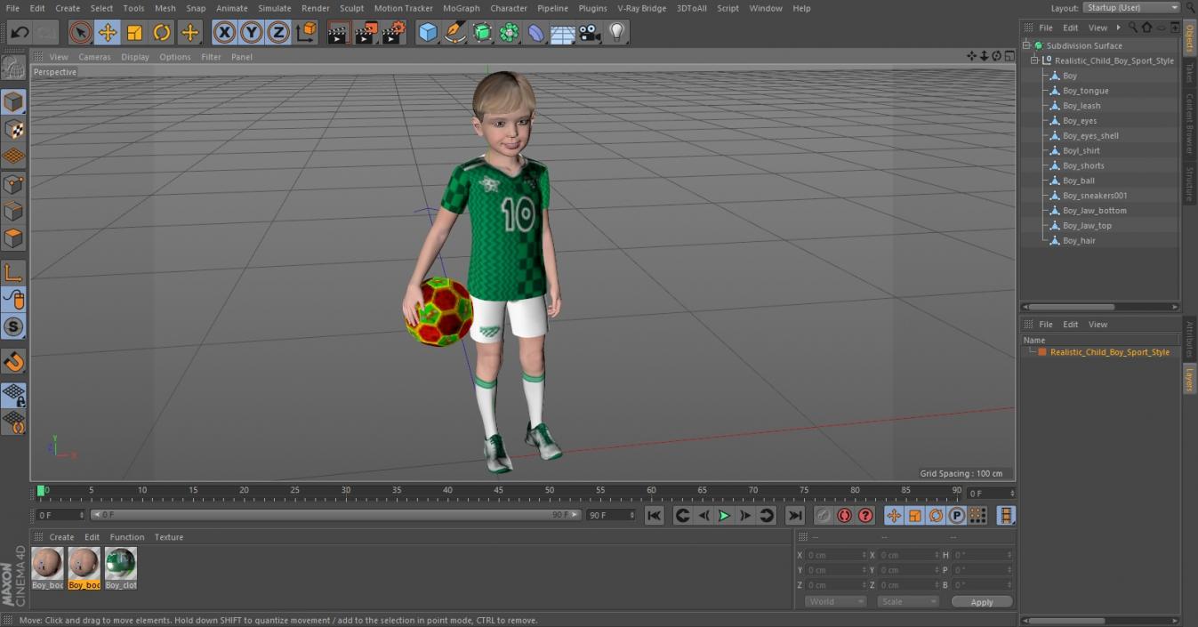 3D Realistic Child Boy Sport Style