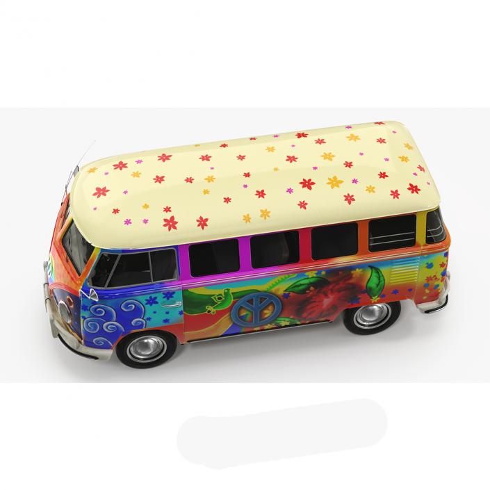 Hippie Volkswagen Bus Rigged for Maya 3D