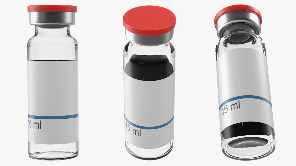 3D Empty Glass Injection Vial