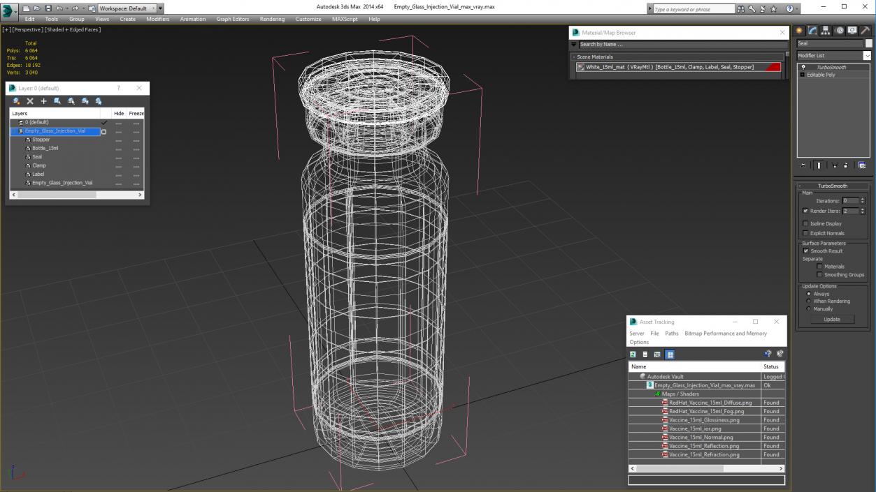 3D Empty Glass Injection Vial