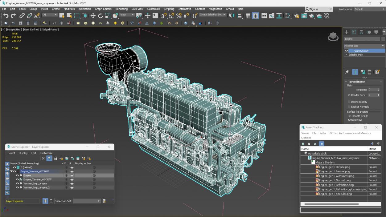 3D model Engine Yanmar 6EY26W