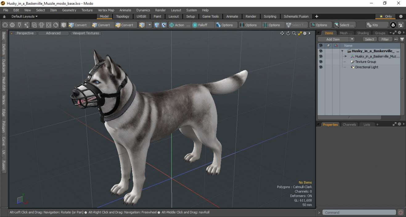 Husky in a Baskerville Muzzle 3D model