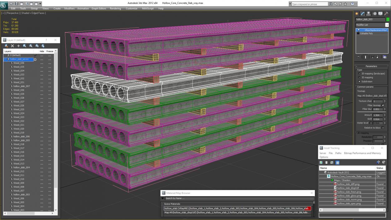 3D model Hollow Core Concrete Slab