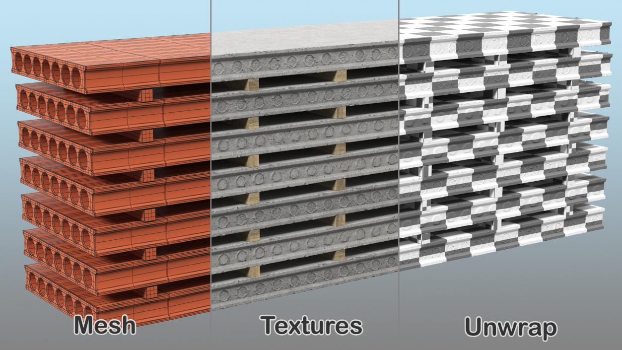 3D model Hollow Core Concrete Slab