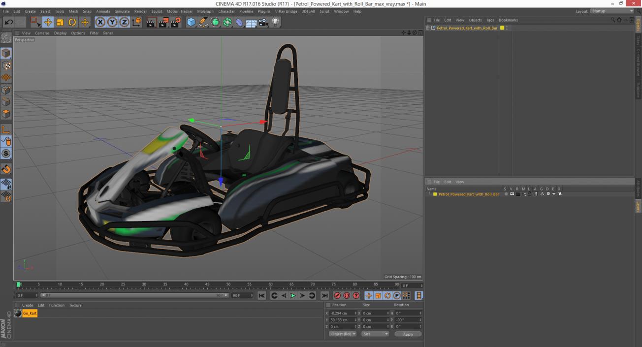 3D Petrol Powered Kart with Roll Bar model