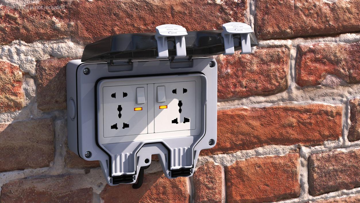 Electrical Socket Outdoor Wall Double 3D