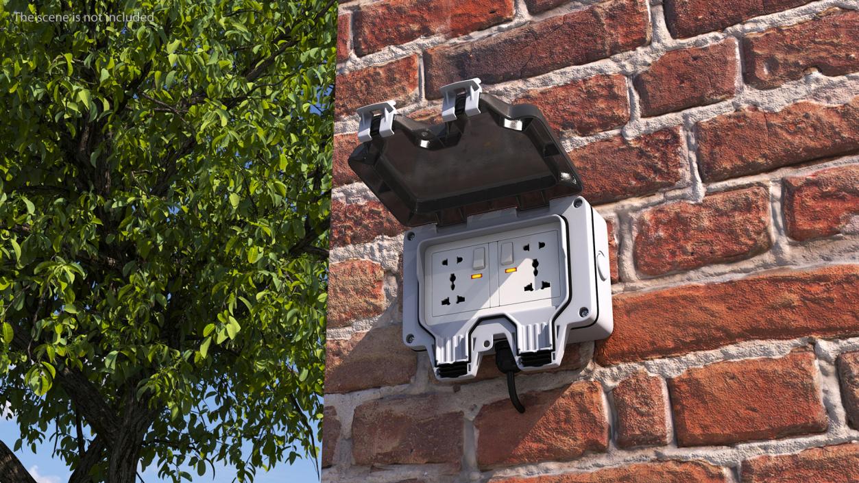 Electrical Socket Outdoor Wall Double 3D