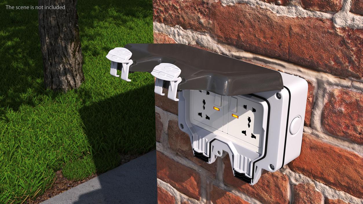 Electrical Socket Outdoor Wall Double 3D