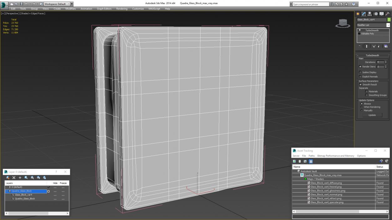 3D Quadra Glass Block model