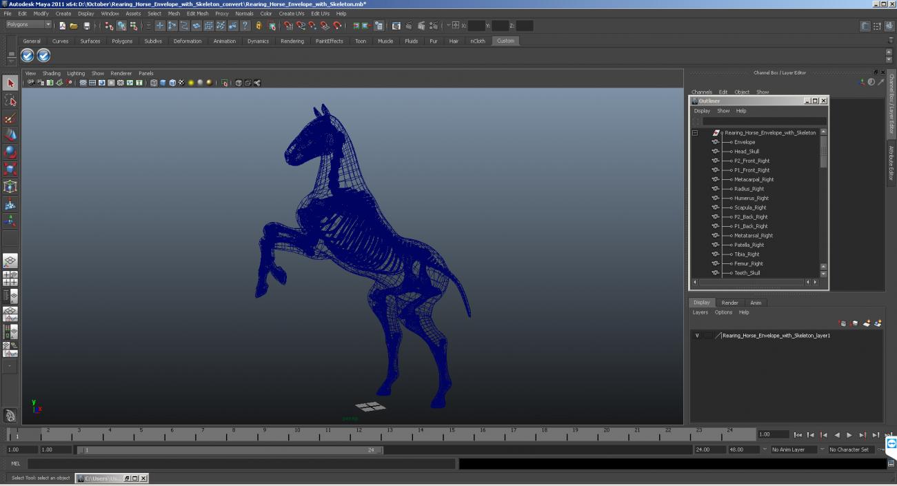 3D Rearing Horse Envelope with Skeleton