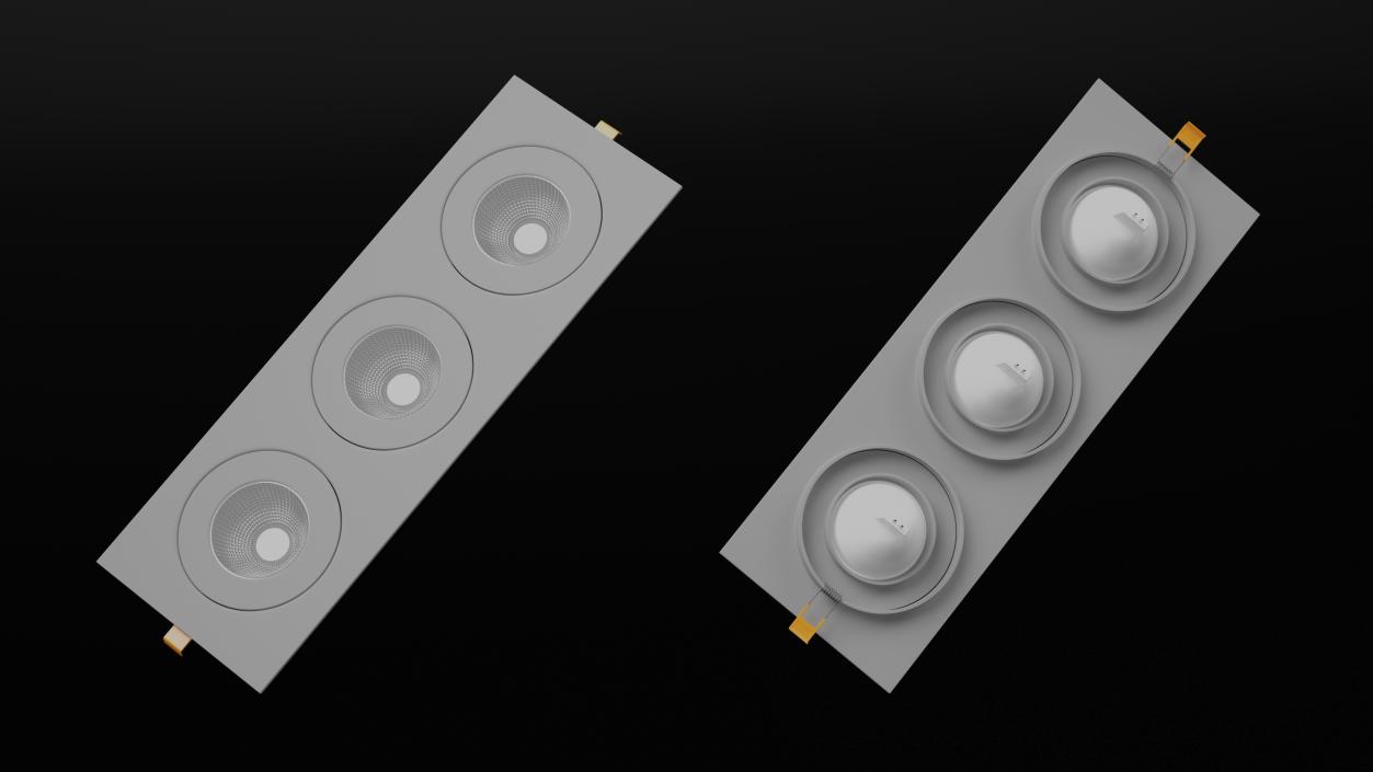 3D Modular Surface Mounted 3 Light Luminaire Gray