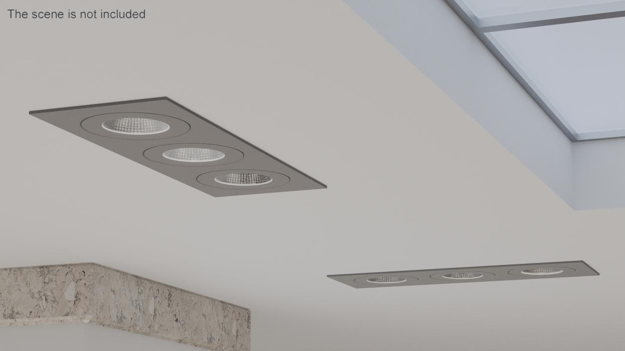 3D Modular Surface Mounted 3 Light Luminaire Gray