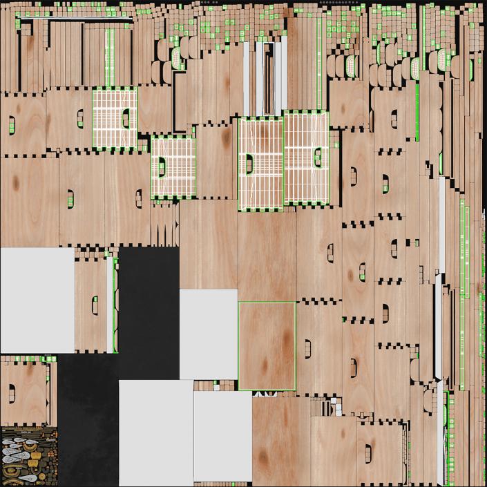 Wooden Beehive Brood Box with Bees 3D model