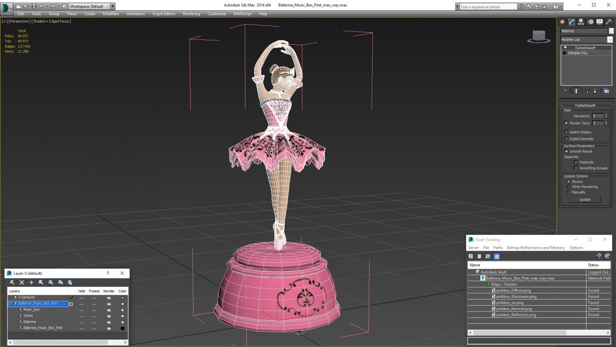 Ballerina Music Box Pink 3D model