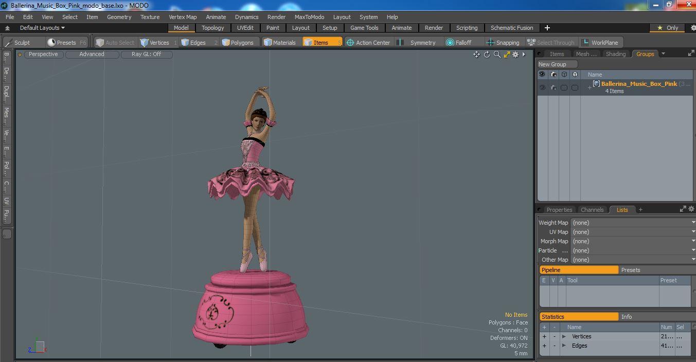 Ballerina Music Box Pink 3D model