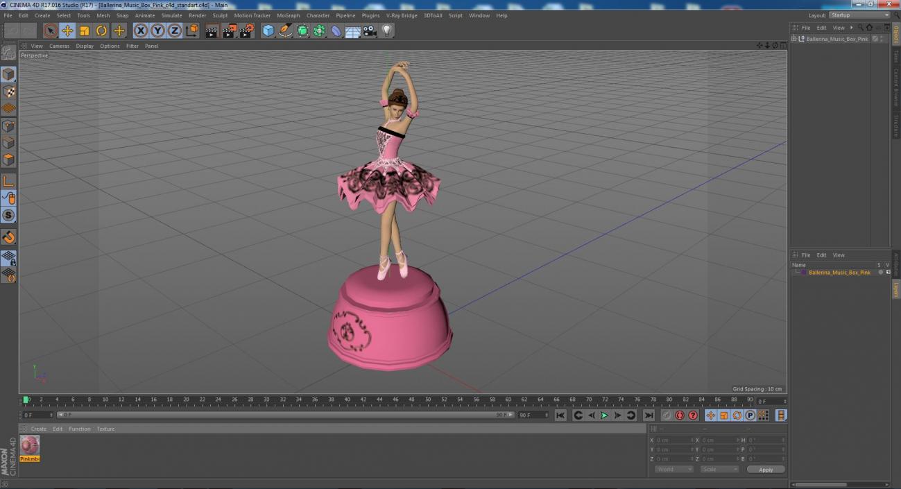 Ballerina Music Box Pink 3D model