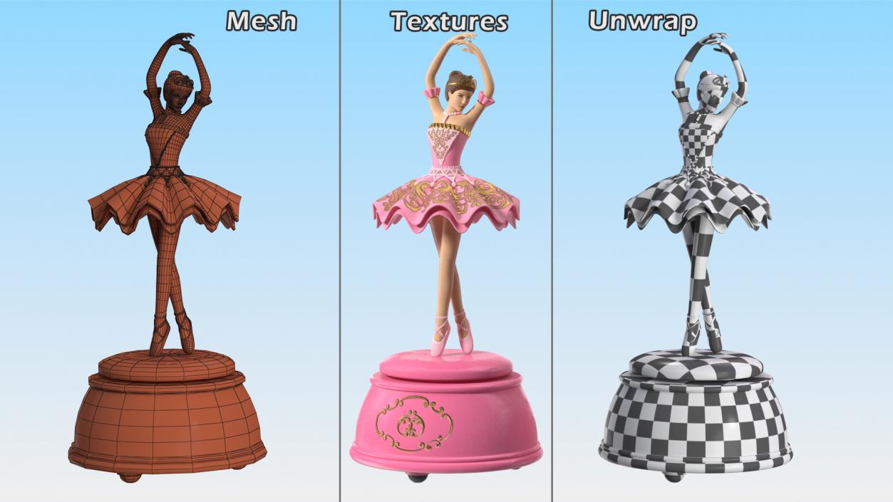 Ballerina Music Box Pink 3D model