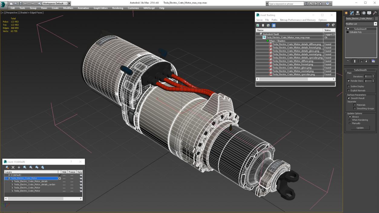 3D Tesla Electric Crate Motor