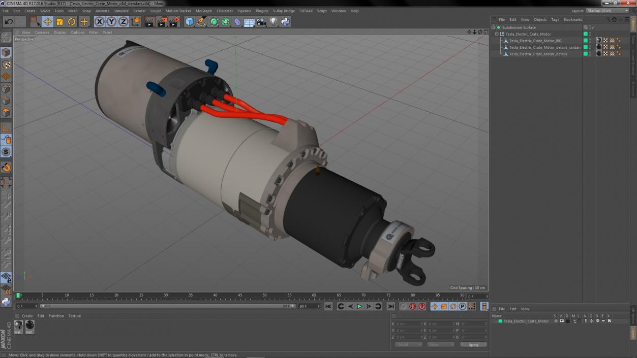 3D Tesla Electric Crate Motor