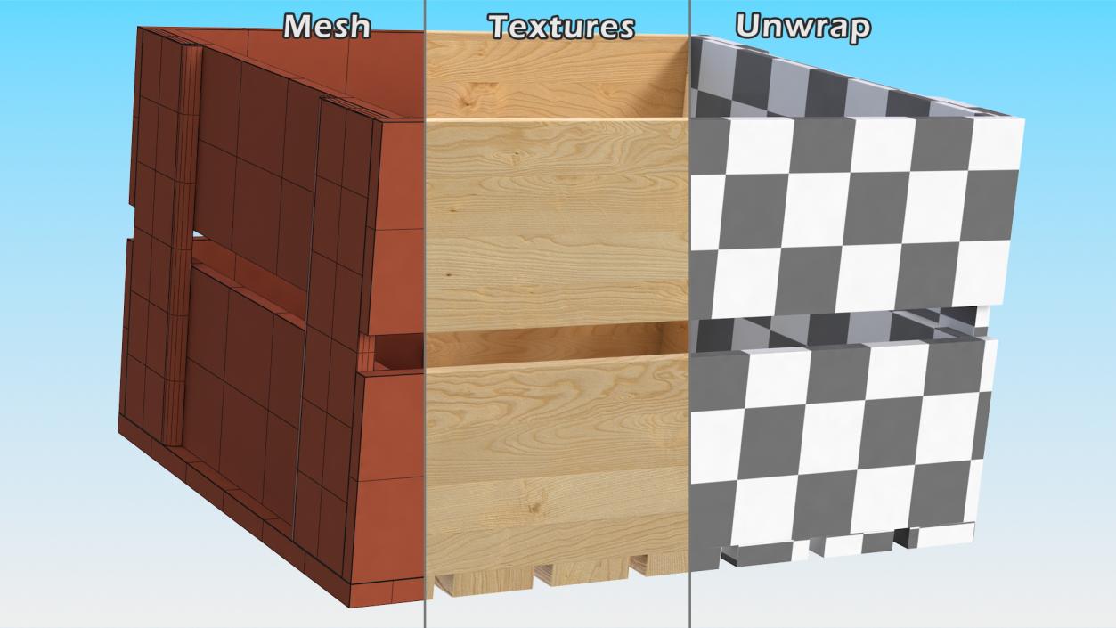 Wooden Fruit Boxes Collection 3D model