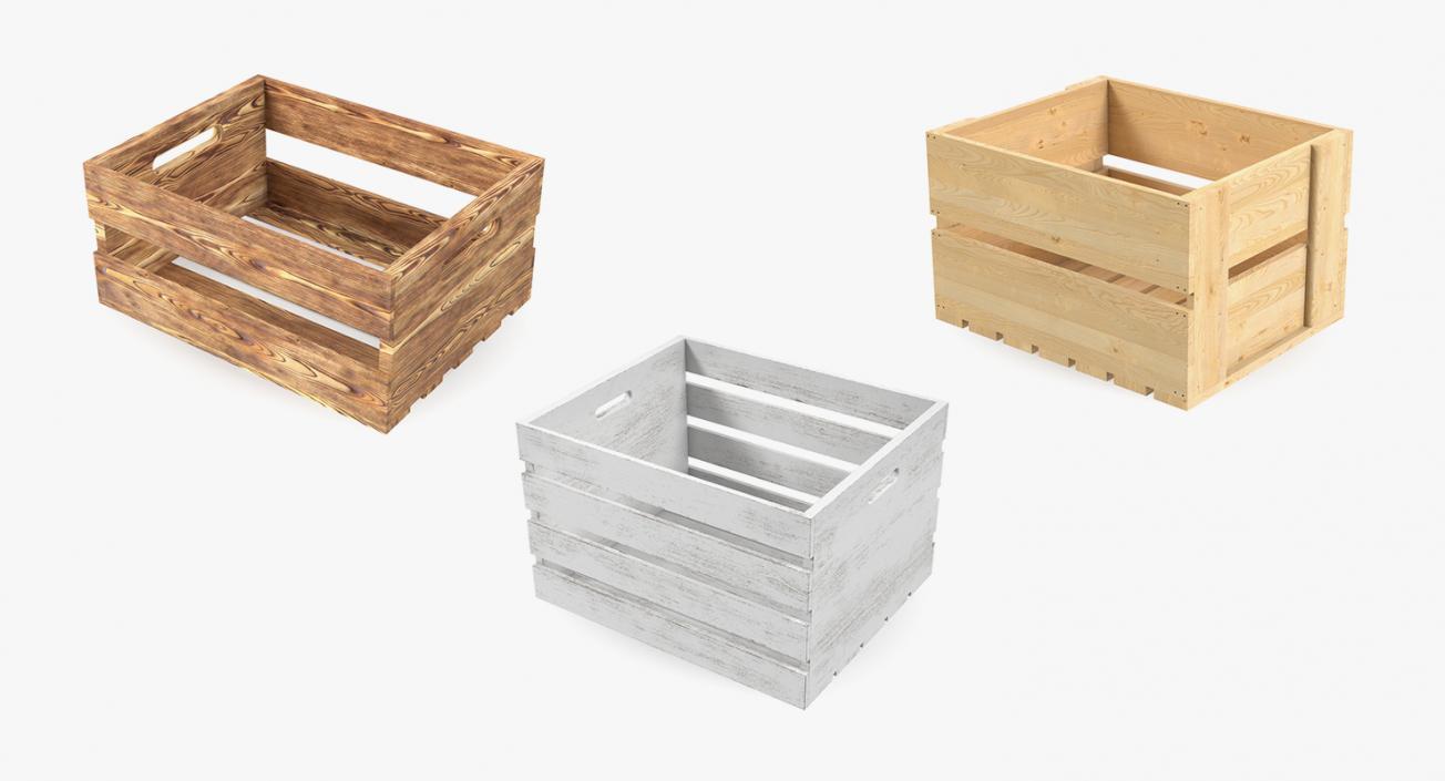 Wooden Fruit Boxes Collection 3D model