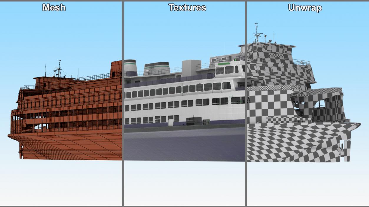 3D Large Ferry Ship