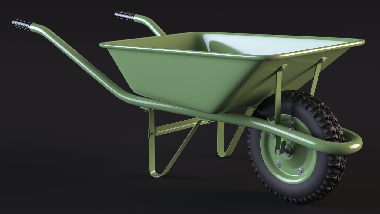 Single Wheel Construction Trolley Green 3D model