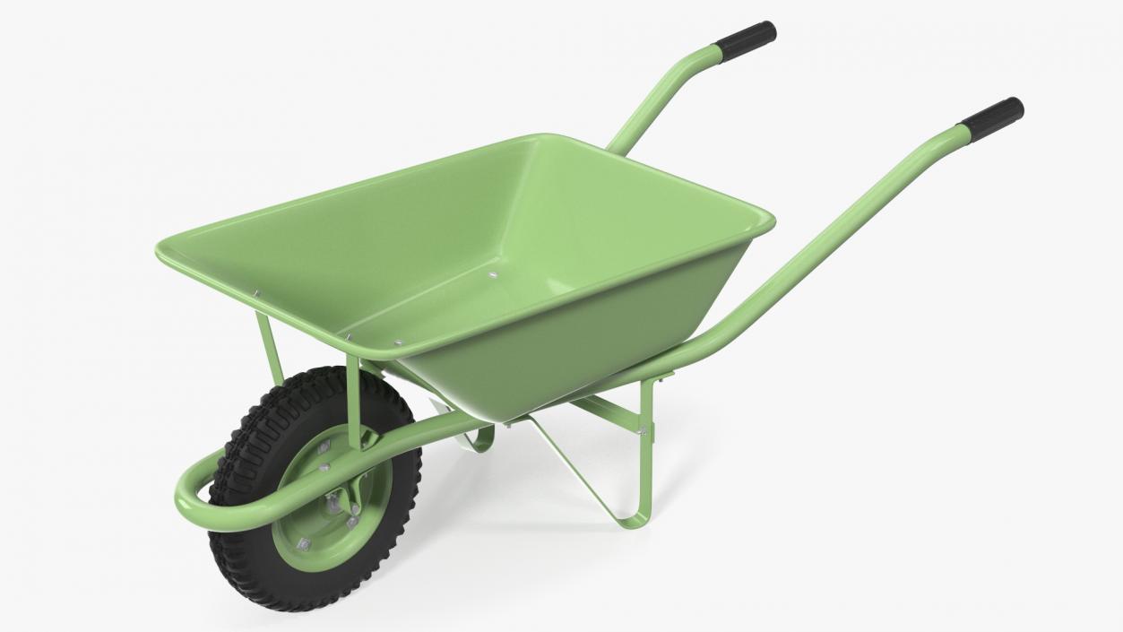 Single Wheel Construction Trolley Green 3D model