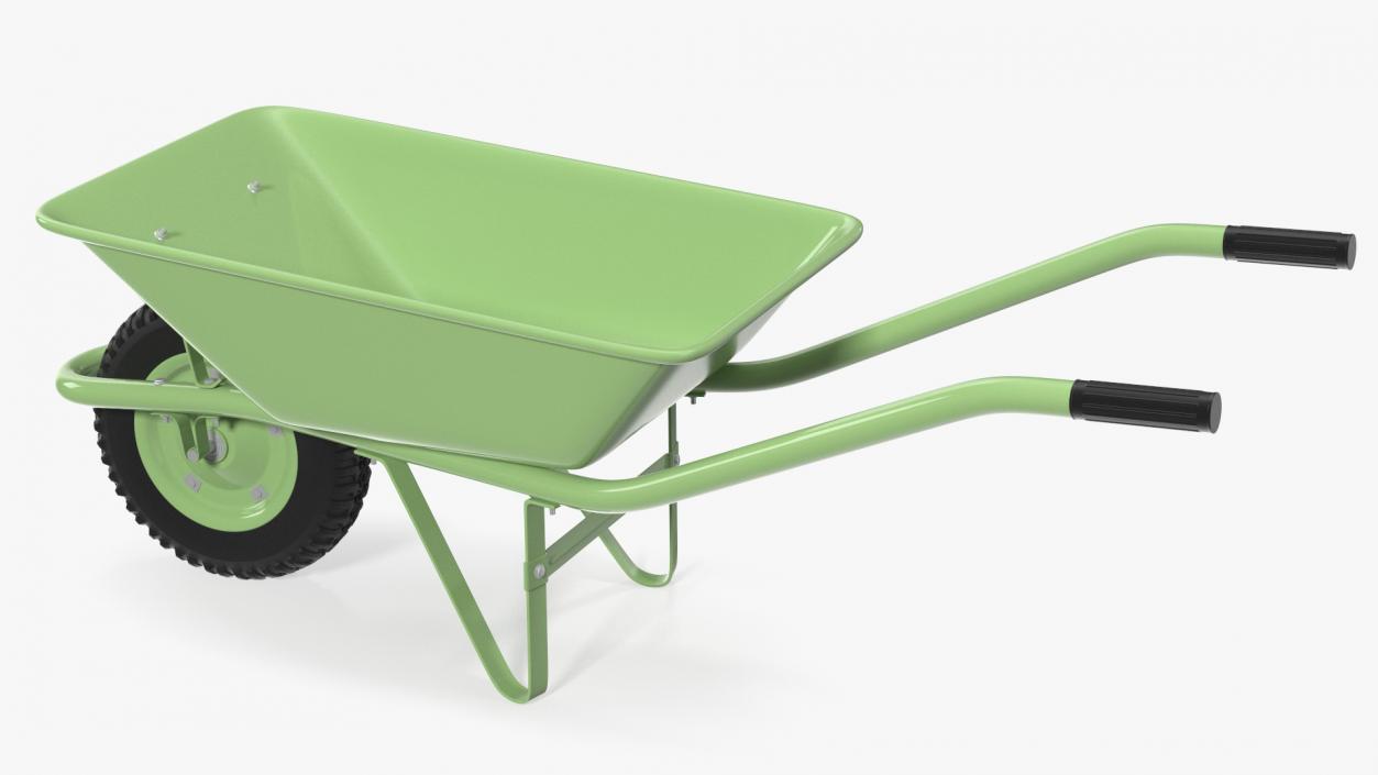 Single Wheel Construction Trolley Green 3D model