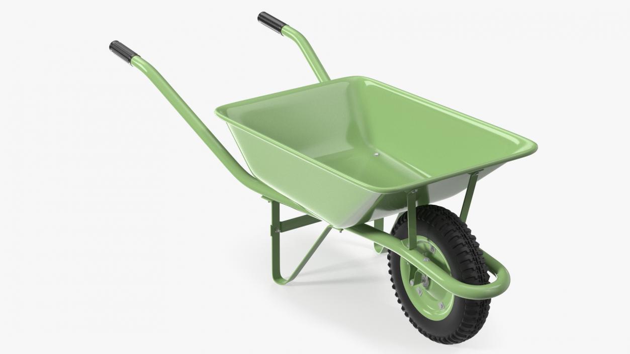 Single Wheel Construction Trolley Green 3D model