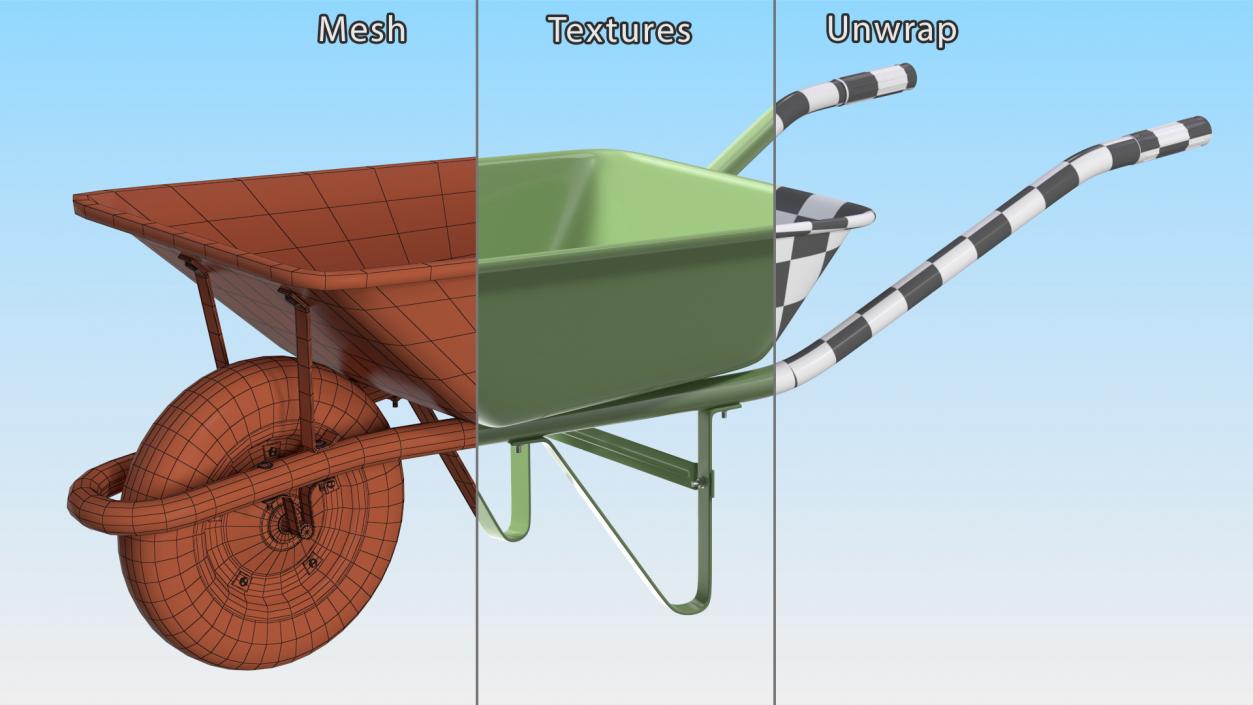 Single Wheel Construction Trolley Green 3D model