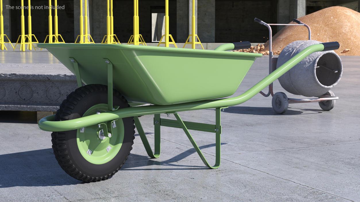 Single Wheel Construction Trolley Green 3D model