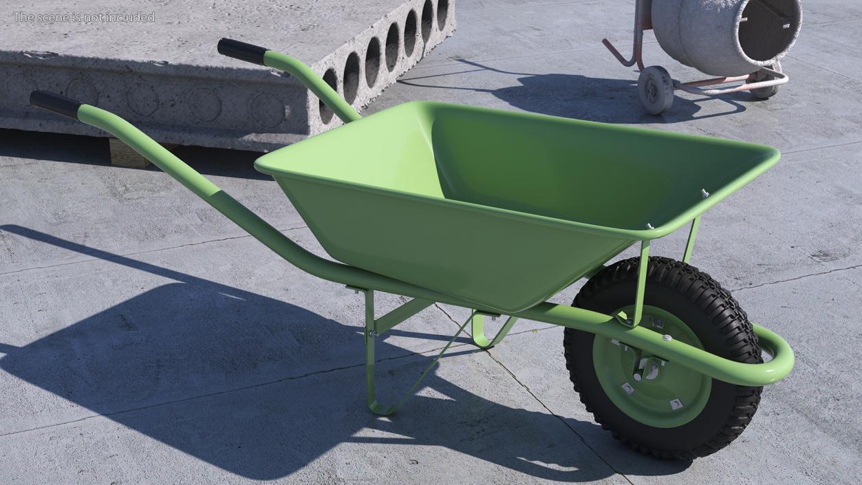 Single Wheel Construction Trolley Green 3D model