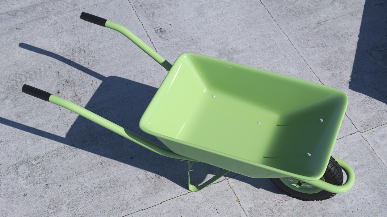 Single Wheel Construction Trolley Green 3D model