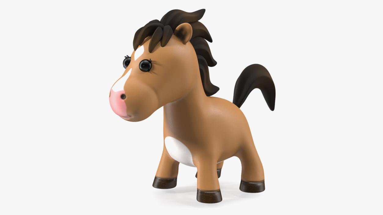 Brown Cartoon Horse 3D model