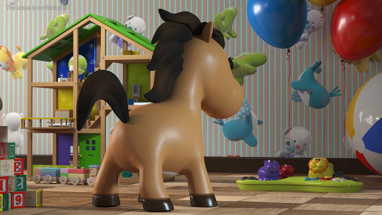 Brown Cartoon Horse 3D model