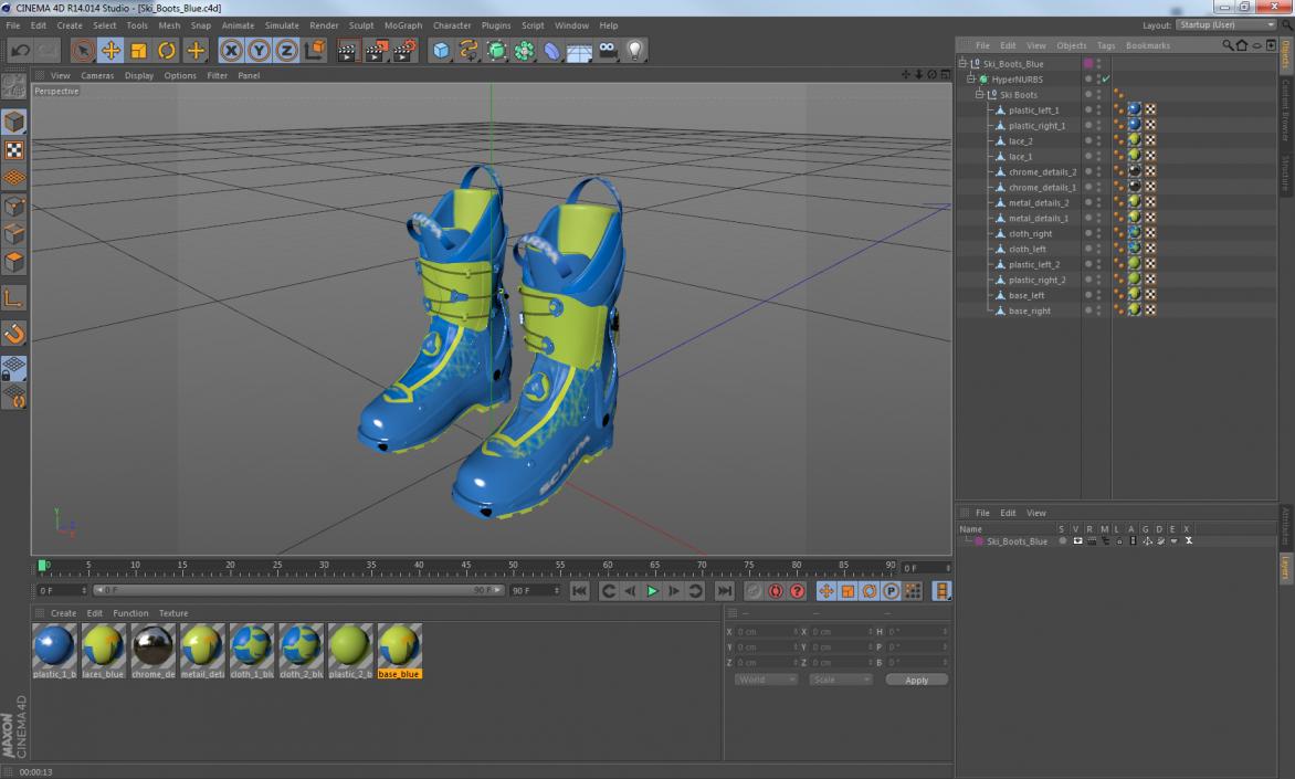 Ski Boots Blue 3D model