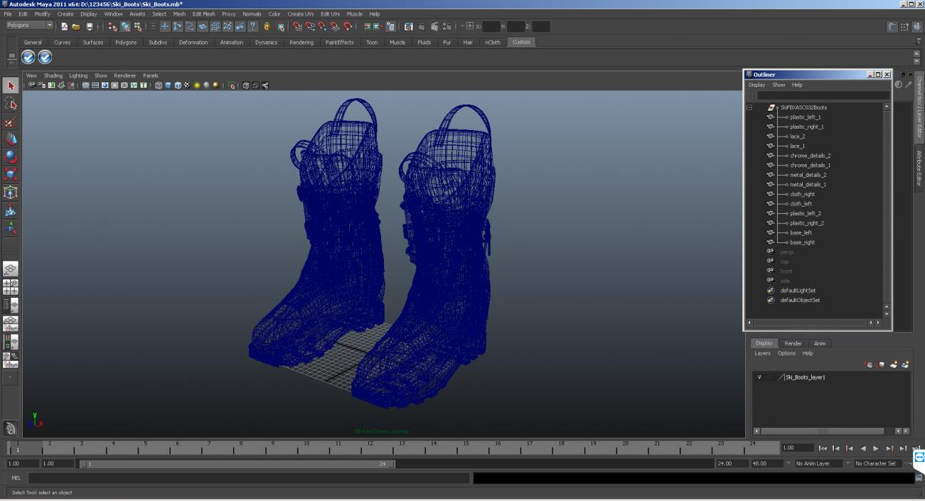 Ski Boots Blue 3D model