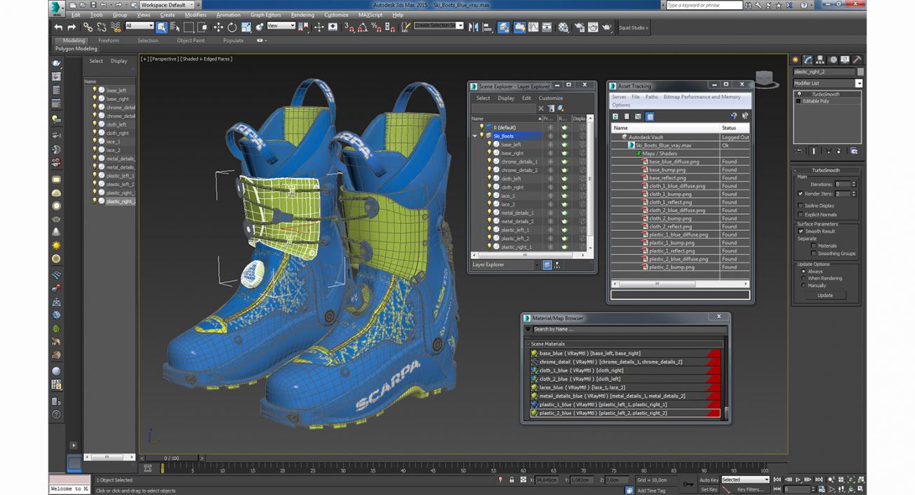 Ski Boots Blue 3D model