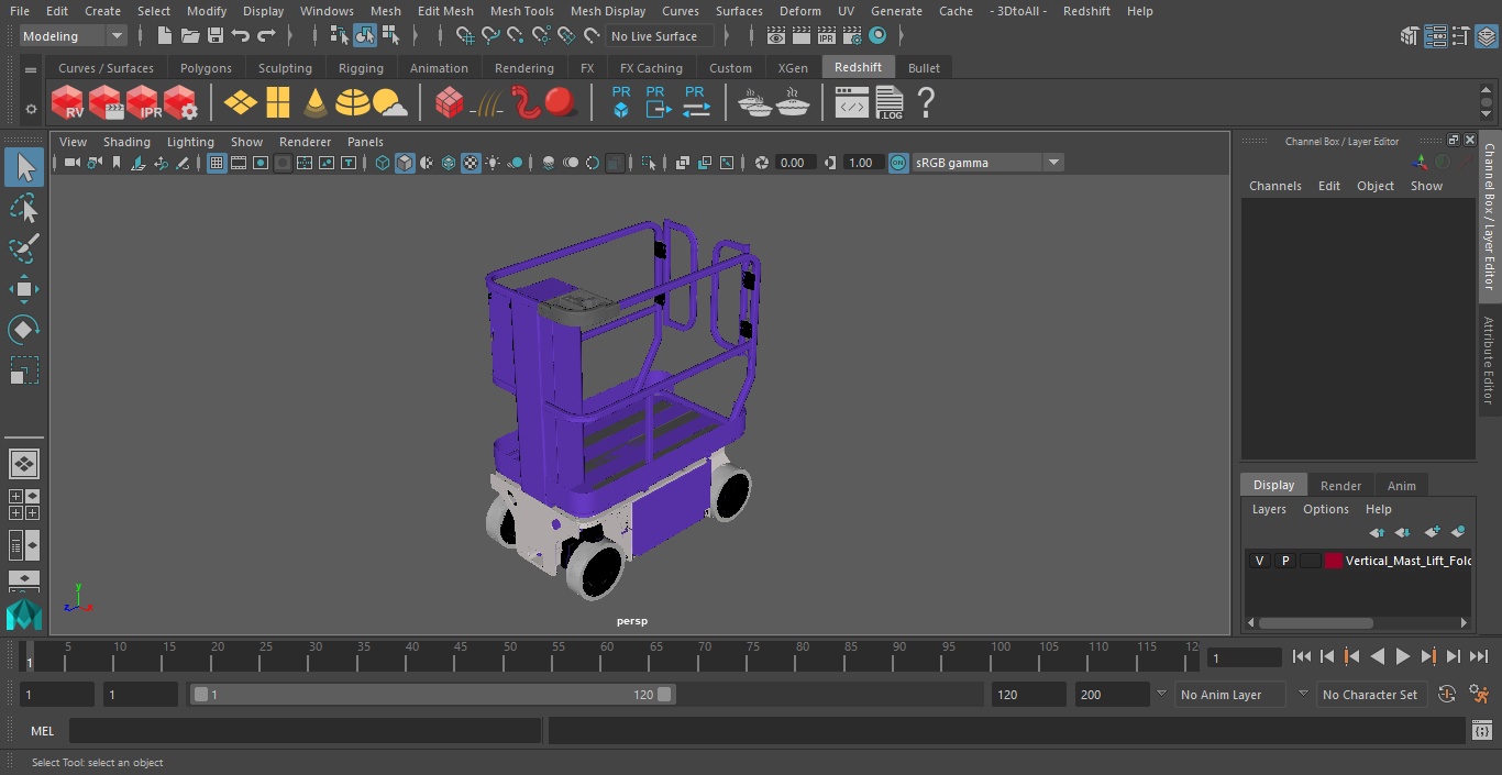 Vertical Mast Lift Folded New 3D model