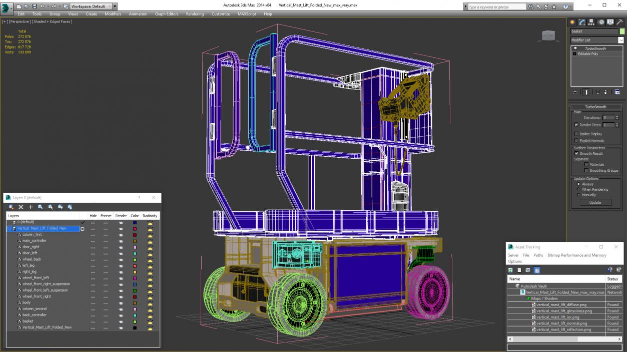 Vertical Mast Lift Folded New 3D model