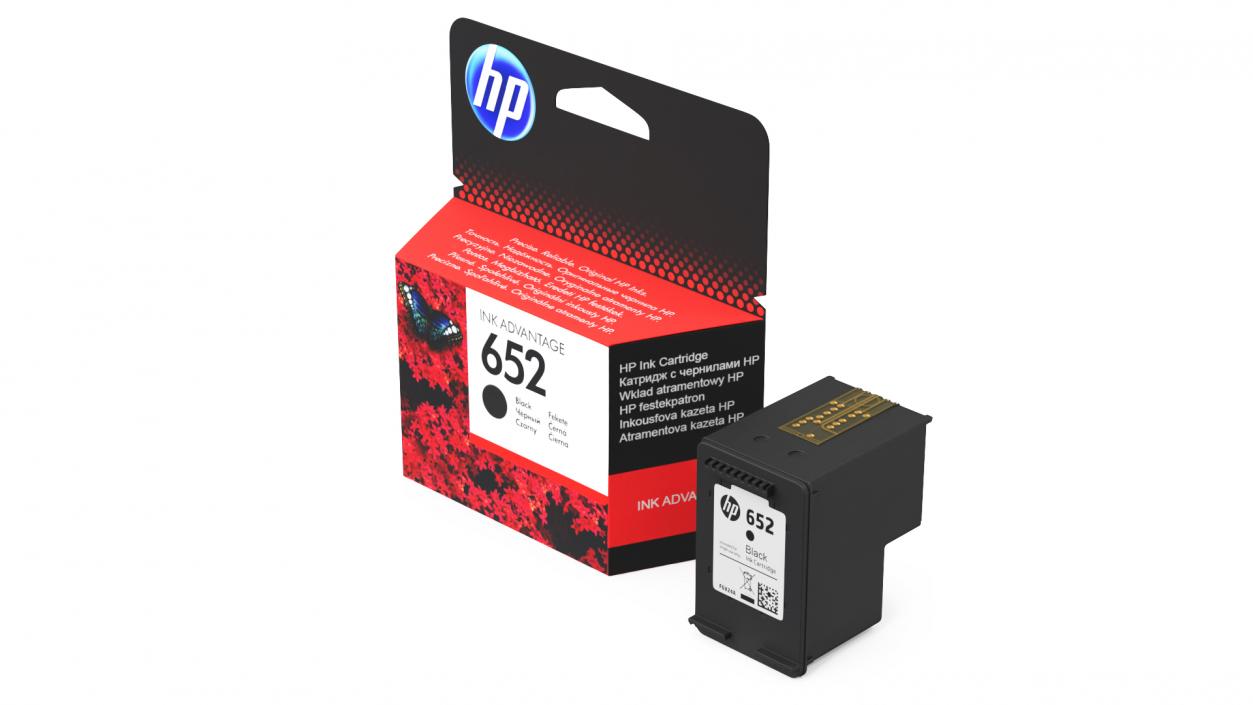 3D model Box with HP 652 Ink Cartridge Black